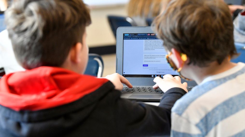 FILE - Students work on a laptop computer at Stonewall Elementary in Lexington, Ky., Feb. 6, 2023.Â{&nbsp;} A bill aiming to protect kids from the harms of social media, gaming sites and other online platforms appears to have enough bipartisan support to pass, though whether it actually will remains uncertain. (AP Photo/Timothy D. Easley, File)