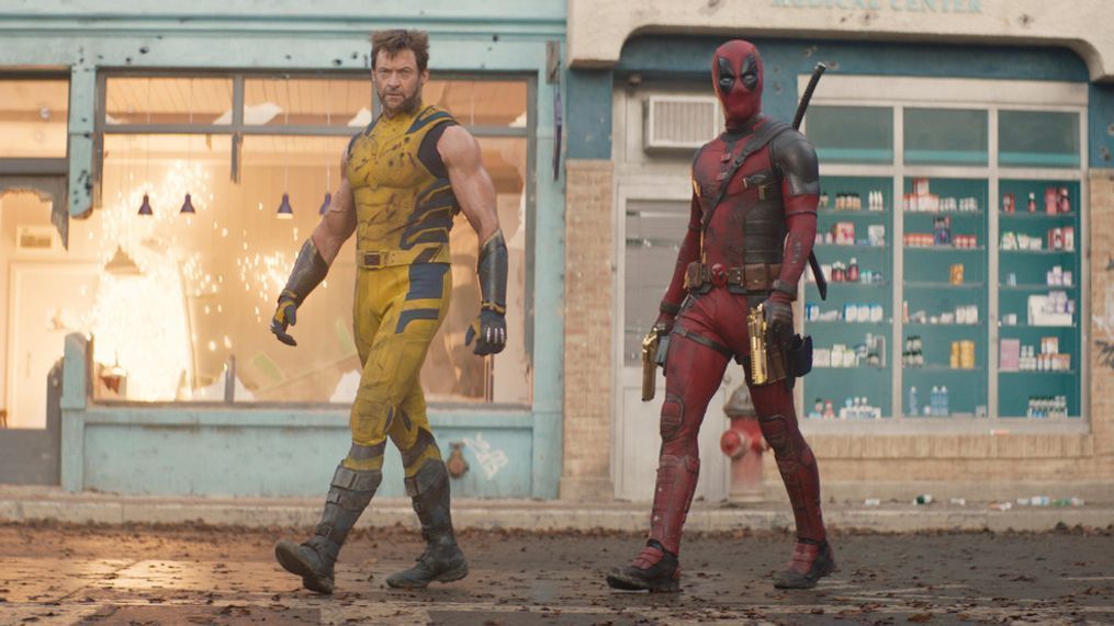 This image released by 20th Century Studios/Marvel Studios shows Hugh Jackman as Wolverine/Logan, left, and Ryan Reynolds as Deadpool/Wade Wilson in a scene from "Deadpool & Wolverine." (20th Century Studios/Marvel Studios via AP)