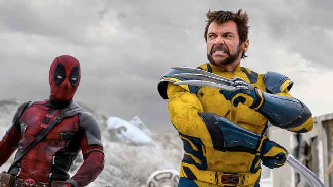 This image released by 20th Century Studios/Marvel Studios shows Ryan Reynolds as Deadpool/Wade Wilson, left, and Hugh Jackman as Wolverine/Logan in a scene from "Deadpool & Wolverine." (20th Century Studios/Marvel Studios via AP)