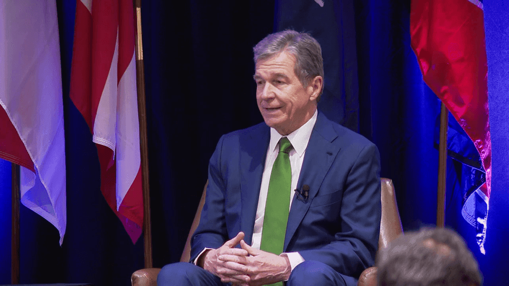 JUNE 3, 2024 - North Carolina Gov. Roy Cooper speaks at the Southeastern Association of Regulatory Utilities Commissioners conference on June 3 at Renaissance Asheville Downtown Hotel. (Photo credit: WLOS Staff)